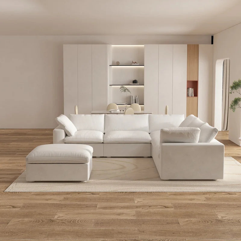 Divano sezionale a 5 posti e pouf Widen Down Filled