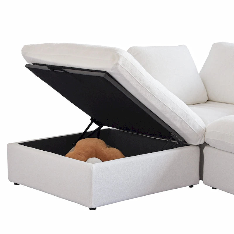 Divano sezionale a 5 posti e pouf Widen Down Filled