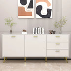Credenza a Buffet con 3 Cassetti e 2 Ante, Espresso/Bianco