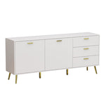 Credenza a Buffet con 3 Cassetti e 2 Ante, Espresso/Bianco
