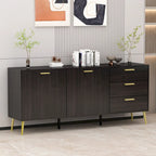 Credenza a Buffet con 3 Cassetti e 2 Ante, Espresso/Bianco