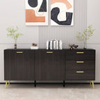 Credenza a Buffet con 3 Cassetti e 2 Ante, Espresso/Bianco