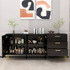 Credenza a Buffet con 3 Cassetti e 2 Ante, Espresso/Bianco
