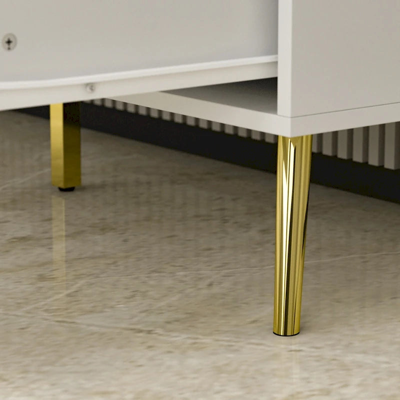 Credenza a Buffet con 3 Cassetti e 2 Ante, Espresso/Bianco