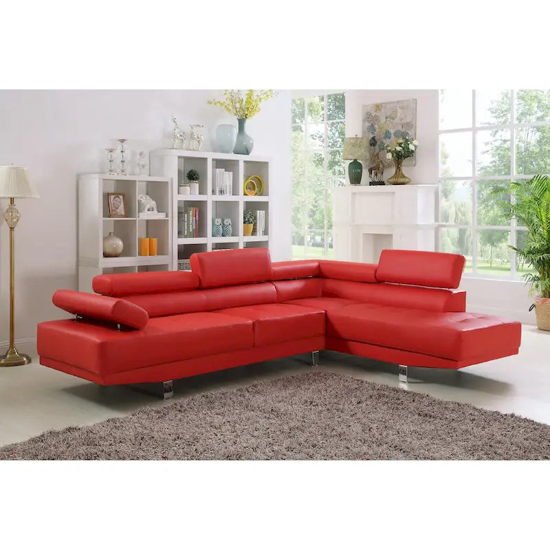 Divano componibile GTU Furniture a L in similpelle con chaise longue a destra per soggiorno