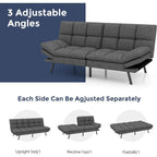 Divano Letto Futon, Divano Pieghevole in Memory Foam Convertibile per Due Posti Letto con Braccioli Regolabili per Piccoli Spazi