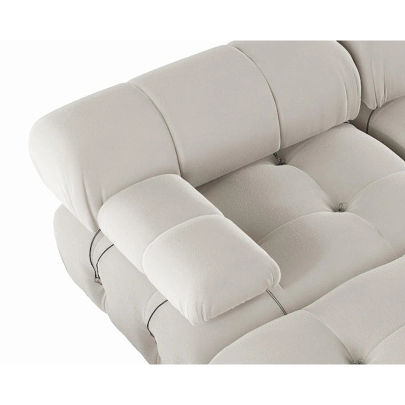 Divano Sezionale a L in Velluto con Pouf Contenitore