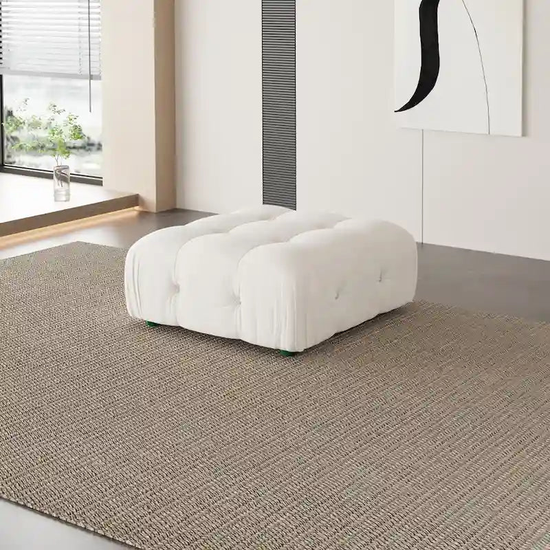 Divano Sezionale a L in Velluto con Pouf Contenitore