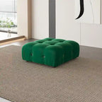 Divano Sezionale a L in Velluto con Pouf Contenitore