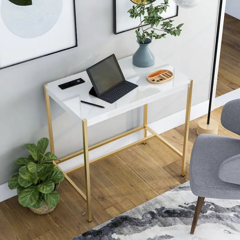 Moderna scrivania per computer in acciaio da 30 pollici con porte USB