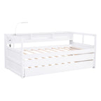 Daybed in legno Twin XL con 2 letti estraibili, 3 vani portaoggetti, 1 luce gratuita e design per la ricarica USB, grigio