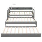 Daybed in legno Twin XL con 2 letti estraibili, 3 vani portaoggetti, 1 luce gratuita e design per la ricarica USB, grigio