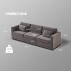 Canapé d'angle moderne en coton et lin, canapé d'angle surdimensionné, canapé-méridienne avec poufs de rangement pour le salon