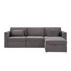 Canapé d'angle moderne en coton et lin, canapé d'angle surdimensionné, canapé-méridienne avec poufs de rangement pour le salon