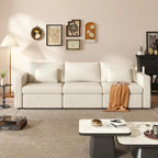 Canapé d'angle moderne en coton et lin, canapé d'angle surdimensionné, canapé-méridienne avec poufs de rangement pour le salon