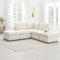 [VIDEO provided][New]93Modern Sectional Sofa with Vertical Stripes,5-Seat Armless Couch Set with Convertible Ottomans,Various C