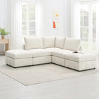 [VIDEO provided][New]93Modern Sectional Sofa with Vertical Stripes,5-Seat Armless Couch Set with Convertible Ottomans,Various C