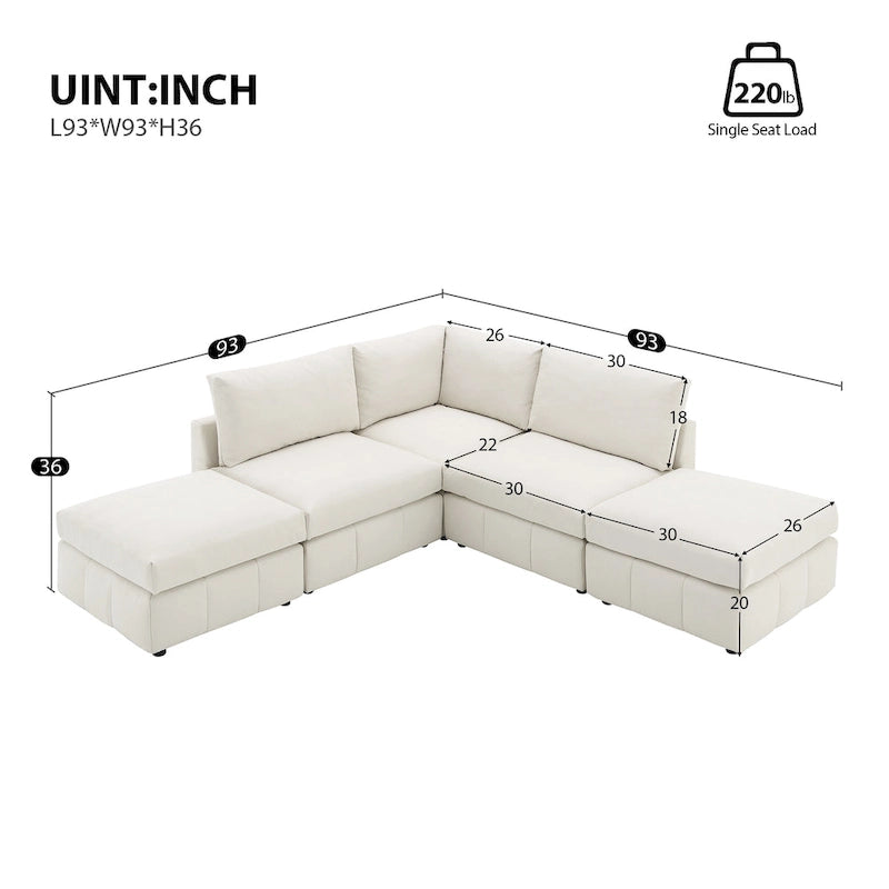 [VIDEO fornito][Nuovo]93Divano componibile moderno con strisce verticali, set divano senza braccioli a 5 posti con pouf convertibili, varie C