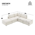 [VIDEO fornito][Nuovo]93Divano componibile moderno con strisce verticali, set divano senza braccioli a 5 posti con pouf convertibili, varie C
