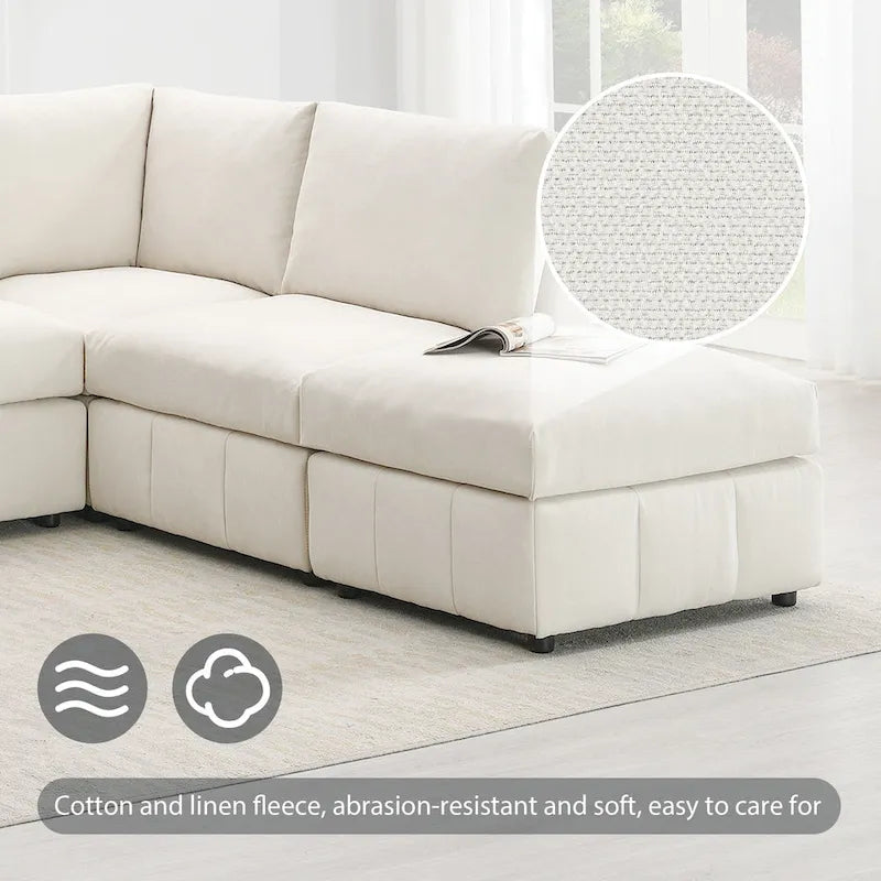 [VIDEO fornito][Nuovo]93Divano componibile moderno con strisce verticali, set divano senza braccioli a 5 posti con pouf convertibili, varie C
