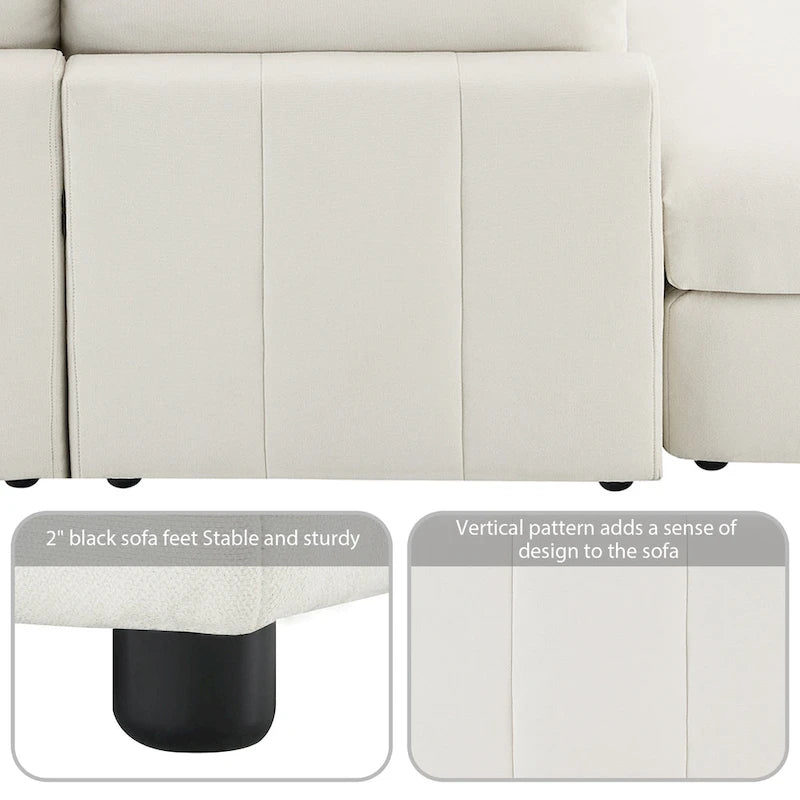 [VIDEO fornito][Nuovo]93Divano componibile moderno con strisce verticali, set divano senza braccioli a 5 posti con pouf convertibili, varie C