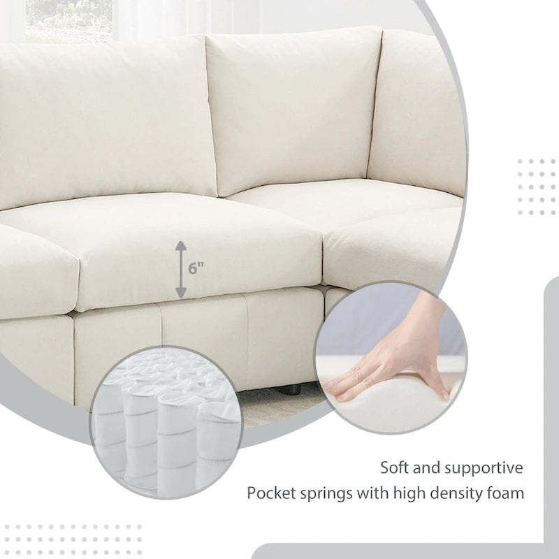 [VIDEO fornito][Nuovo]93Divano componibile moderno con strisce verticali, set divano senza braccioli a 5 posti con pouf convertibili, varie C