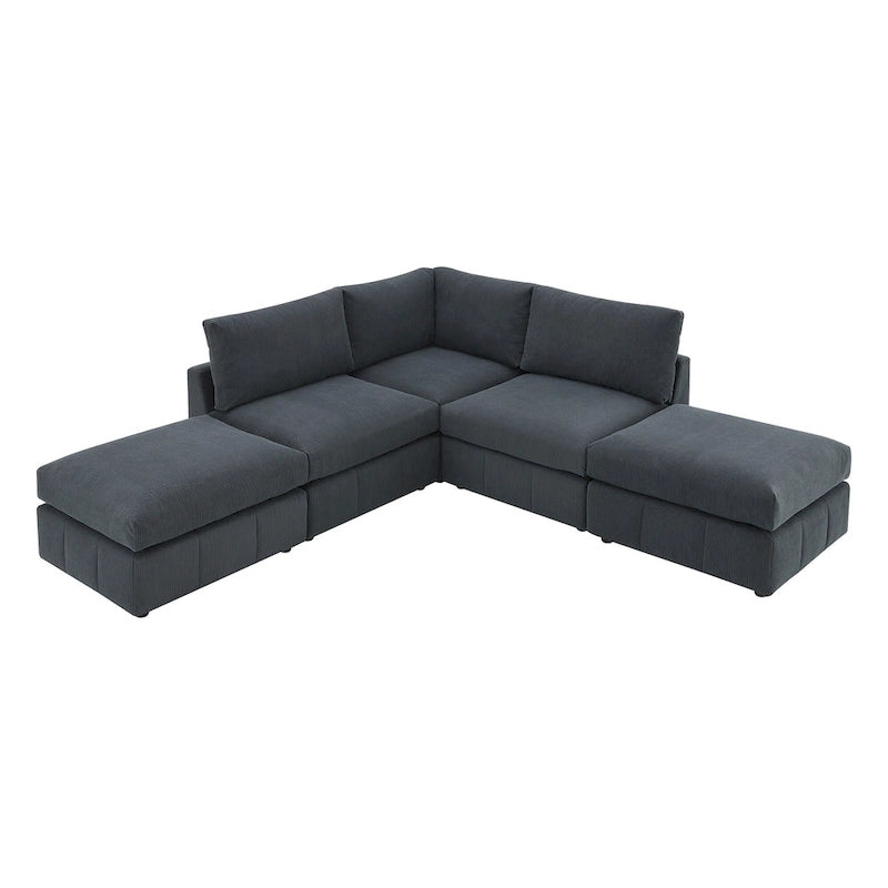 [VIDEO fornito][Nuovo]93Divano componibile moderno con strisce verticali, set divano senza braccioli a 5 posti con pouf convertibili, varie C