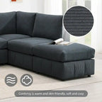 [VIDEO fornito][Nuovo]93Divano componibile moderno con strisce verticali, set divano senza braccioli a 5 posti con pouf convertibili, varie C