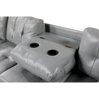 Set divano per soggiorno con chaise longue sinistra in similpelle e pouf contenitore
