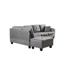 Set divano per soggiorno con chaise longue sinistra in similpelle e pouf contenitore