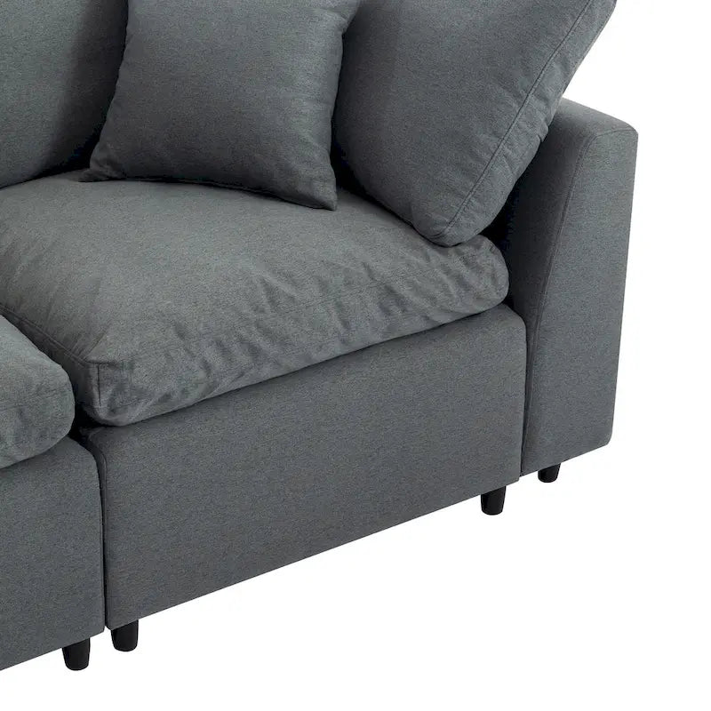 Canapé d'angle convertible en duvet U_STYLE, en forme de L avec méridienne réversible