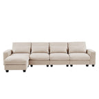 Divano componibile a L grande e moderno U_Style, imbottito in piuma, divano convertibile con chaise longue reversibile per soggiorno