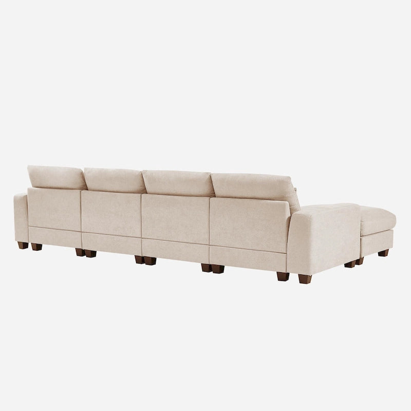 Divano componibile a L grande e moderno U_Style, imbottito in piuma, divano convertibile con chaise longue reversibile per soggiorno