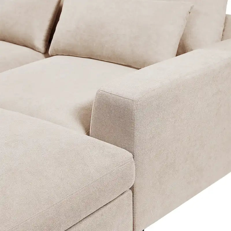 Divano componibile a L grande e moderno U_Style, imbottito in piuma, divano convertibile con chaise longue reversibile per soggiorno