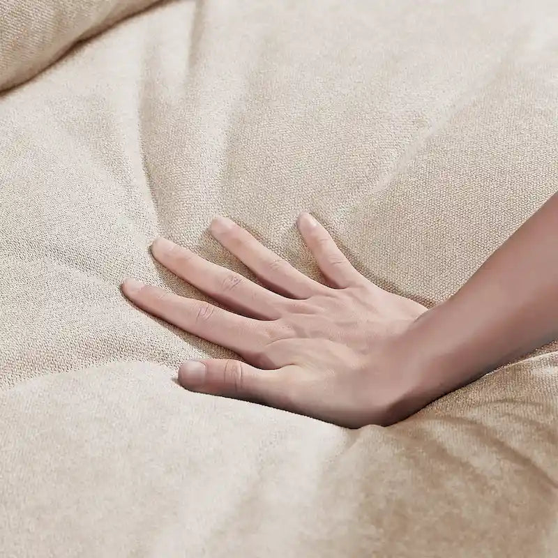 Divano componibile a L grande e moderno U_Style, imbottito in piuma, divano convertibile con chaise longue reversibile per soggiorno