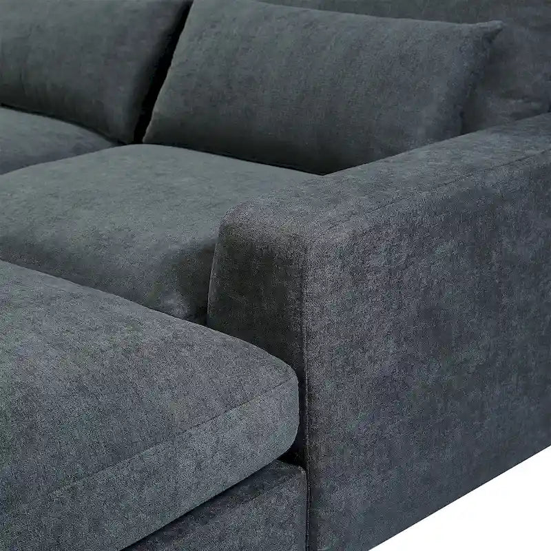 Divano componibile a L grande e moderno U_Style, imbottito in piuma, divano convertibile con chaise longue reversibile per soggiorno