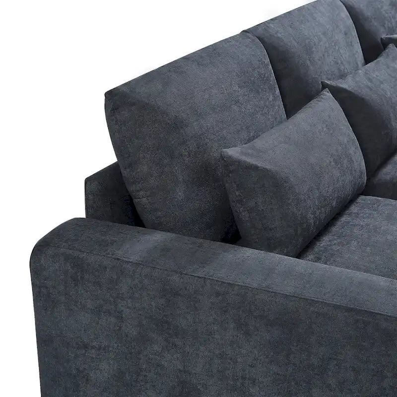 Divano componibile a L grande e moderno U_Style, imbottito in piuma, divano convertibile con chaise longue reversibile per soggiorno