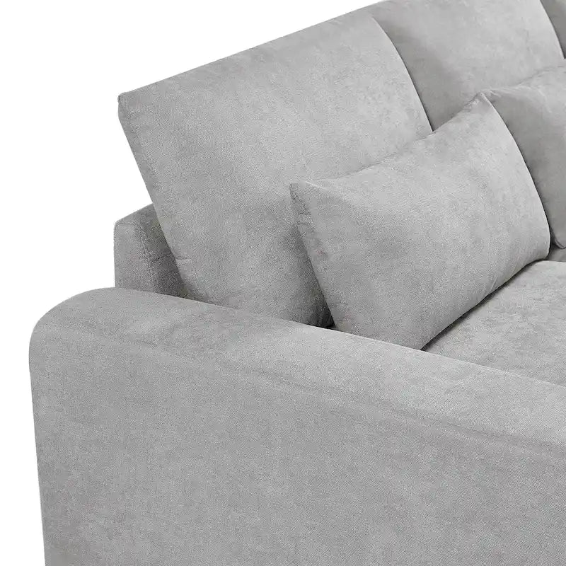 Divano componibile a L grande e moderno U_Style, imbottito in piuma, divano convertibile con chaise longue reversibile per soggiorno