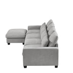 Divano componibile a L grande e moderno U_Style, imbottito in piuma, divano convertibile con chaise longue reversibile per soggiorno