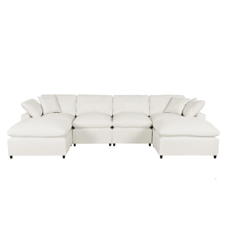 Canapé sectionnel moderne en U U_STYLE, 2 grandes méridiennes avec poufs amovibles pour salon