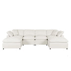 Canapé sectionnel moderne en U U_STYLE, 2 grandes méridiennes avec poufs amovibles pour salon