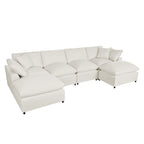 Canapé sectionnel moderne en U U_STYLE, 2 grandes méridiennes avec poufs amovibles pour salon