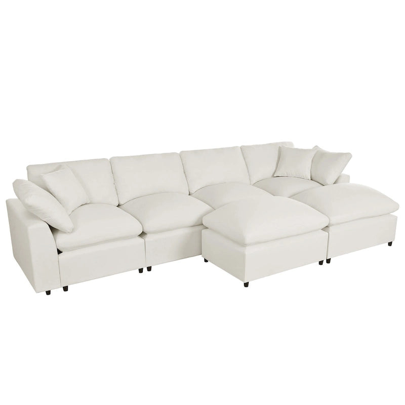 Canapé sectionnel moderne en U U_STYLE, 2 grandes méridiennes avec poufs amovibles pour salon