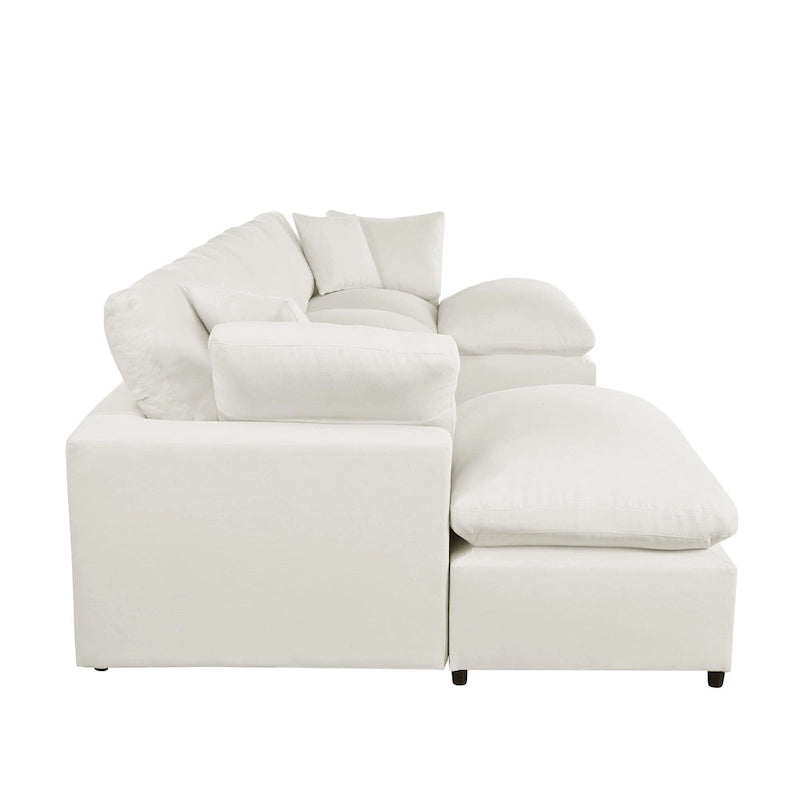 Canapé sectionnel moderne en U U_STYLE, 2 grandes méridiennes avec poufs amovibles pour salon
