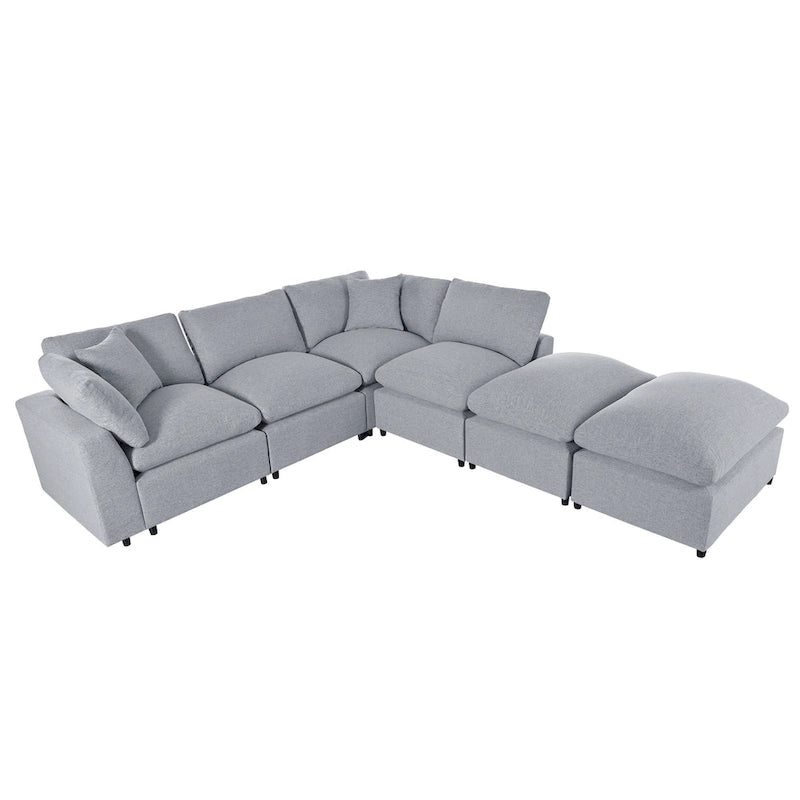 Canapé sectionnel moderne en U U_STYLE, 2 grandes méridiennes avec poufs amovibles pour salon