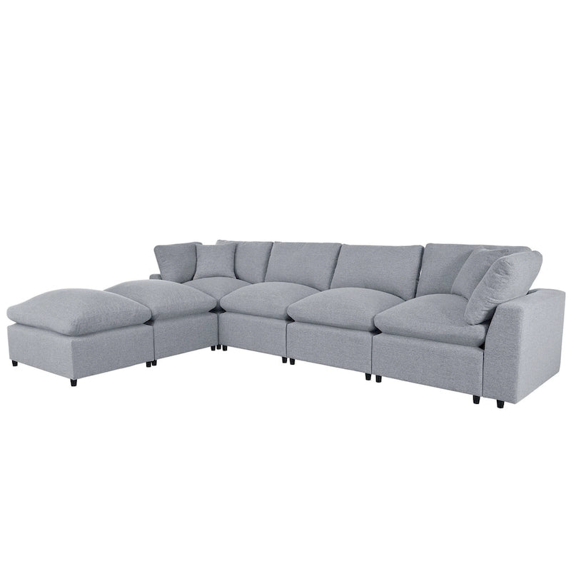 Canapé sectionnel moderne en U U_STYLE, 2 grandes méridiennes avec poufs amovibles pour salon