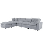 Canapé sectionnel moderne en U U_STYLE, 2 grandes méridiennes avec poufs amovibles pour salon