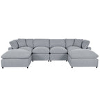 Canapé sectionnel moderne en U U_STYLE, 2 grandes méridiennes avec poufs amovibles pour salon
