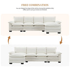 [VIDEO provided][New]118*55 Canapé moderne en chenille en forme de L avec double coussin d'assise, meubles d'intérieur rembourrés à 5 places, S