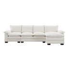 [VIDEO provided][New]118*55 Canapé moderne en chenille en forme de L avec double coussin d'assise, meubles d'intérieur rembourrés à 5 places, S